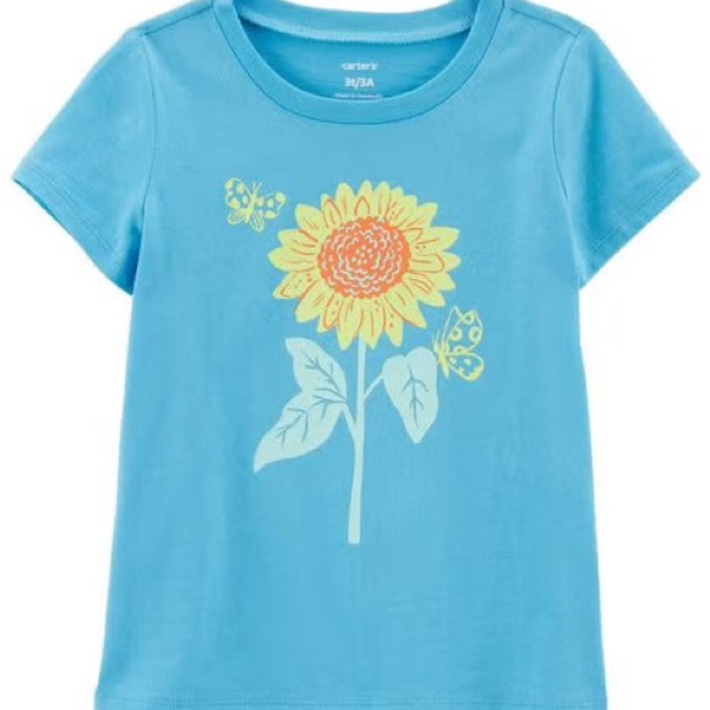 🌻Carter's Toddler Girls Blue Sunflower Jersey Tee 4T